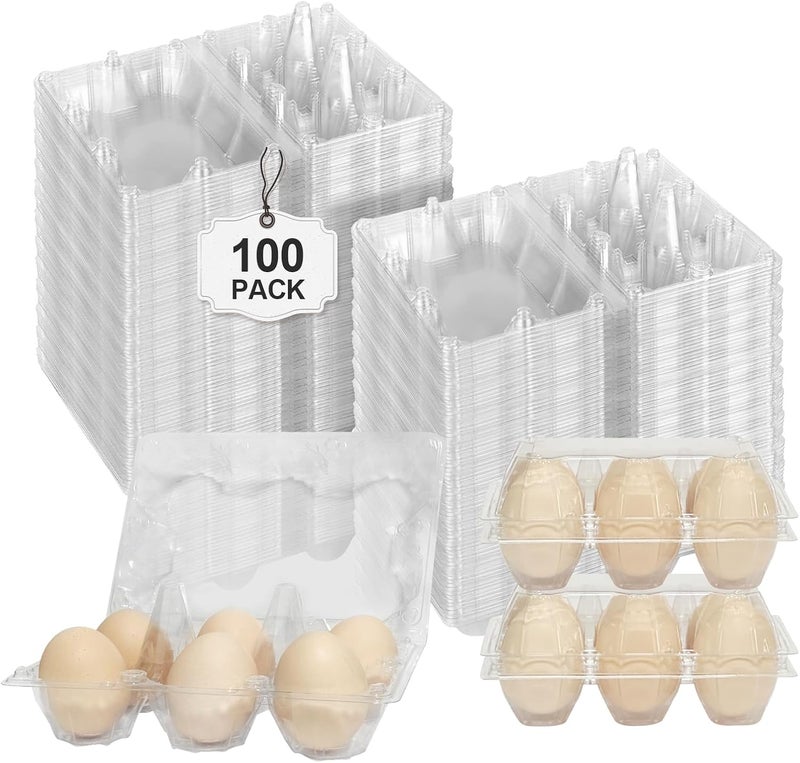 Pintuson 100 Pack Egg Cartons 6 Count - Medium Egg Cartons Cheap Bulk - Half Dozen Egg Carton for Farmers Market, Kitchen Organization and Storage - Image 1